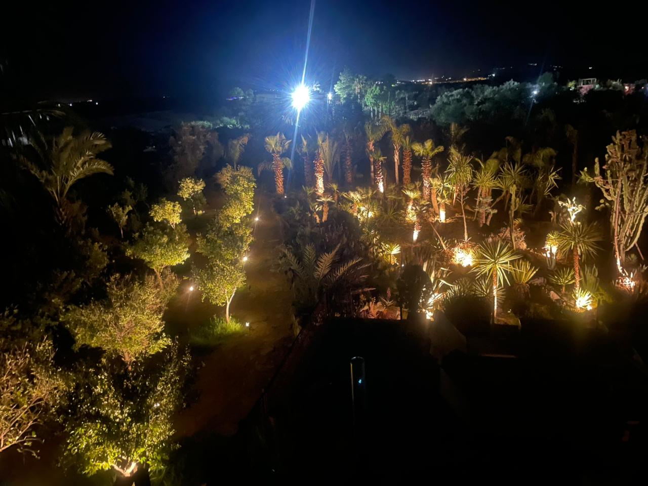 Evening view of Villa Malika with ambient lighting