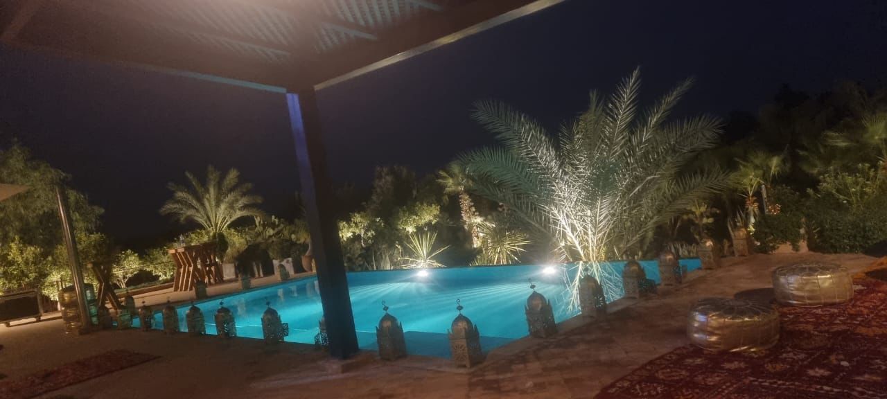 Luxury villa exterior with traditional Moroccan architecture